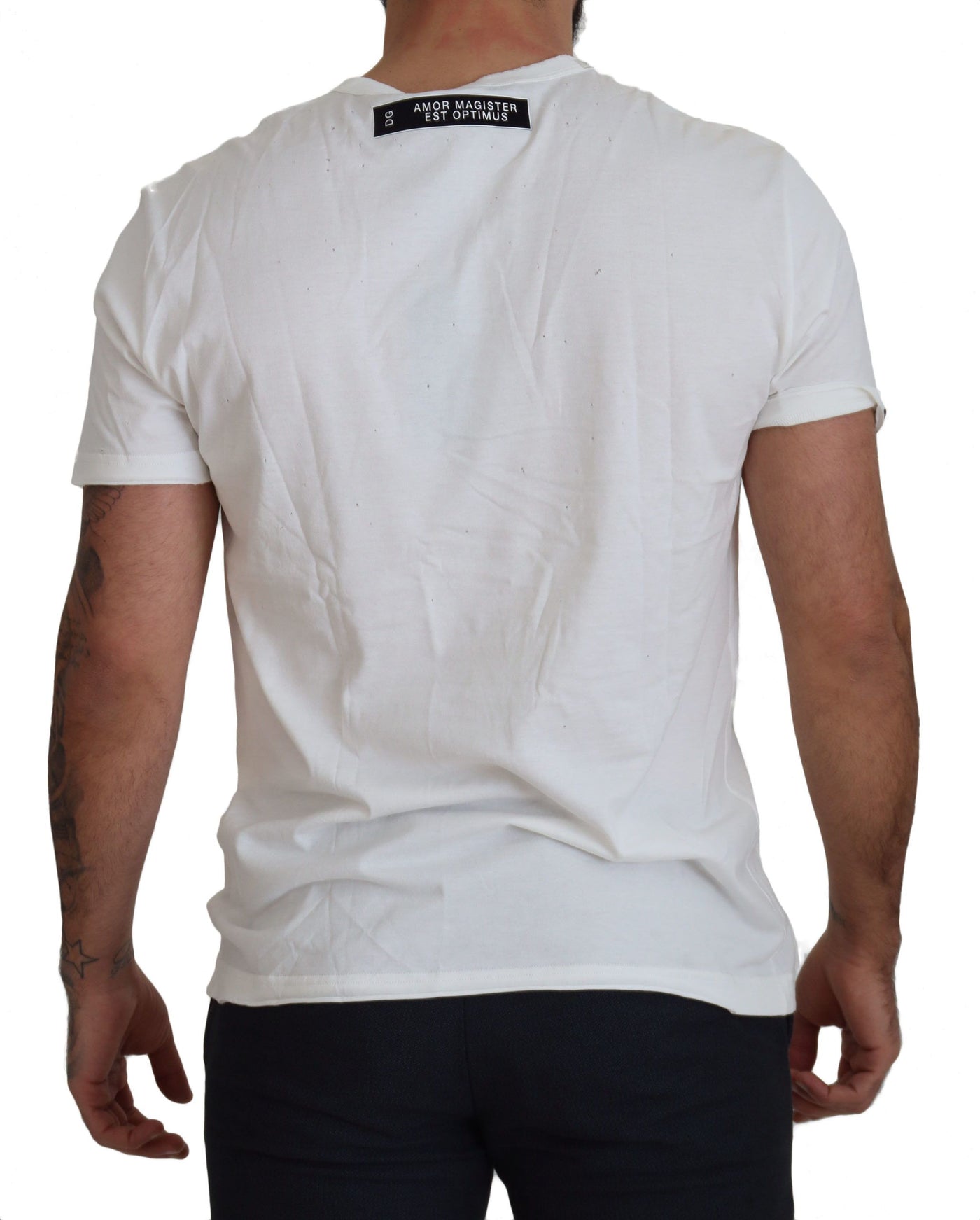 Dolce & Gabbana White Amor Cotton Crewneck T-shirt