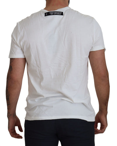 Dolce & Gabbana White Amor Cotton Crewneck T-shirt