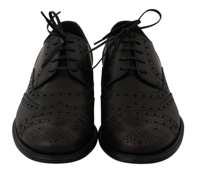 Dolce & Gabbana Black Leather Wingtip Oxford Dress  Shoes