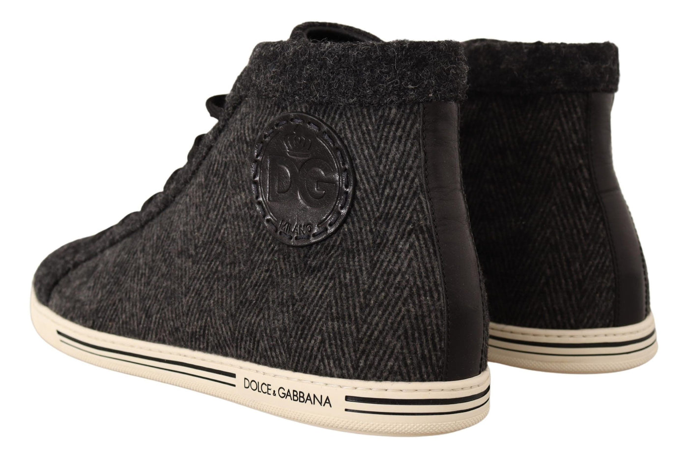 Dolce & Gabbana Gray Wool Cotton Casual High Top Sneakers