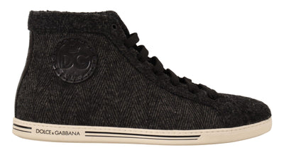 Dolce & Gabbana Gray Wool Cotton Casual High Top Sneakers