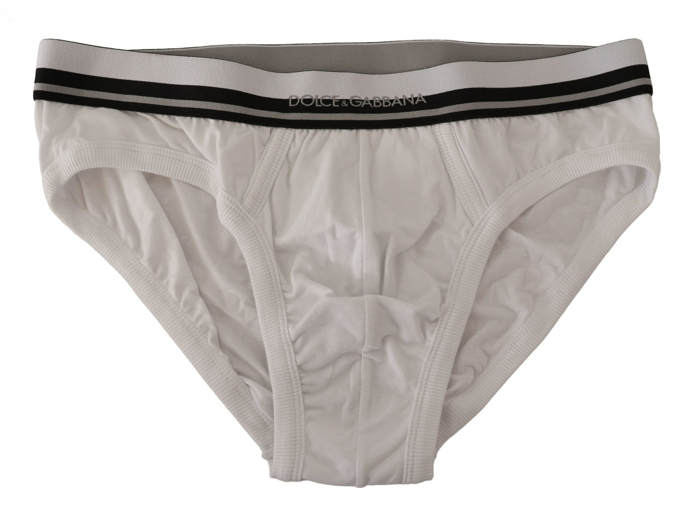 Dolce & Gabbana White Stripe Cotton Stretch Midi Brief Underwear