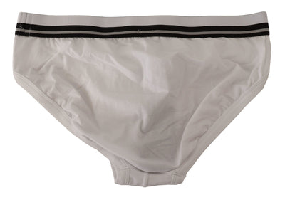 Dolce & Gabbana White Stripe Cotton Stretch Midi Brief Underwear