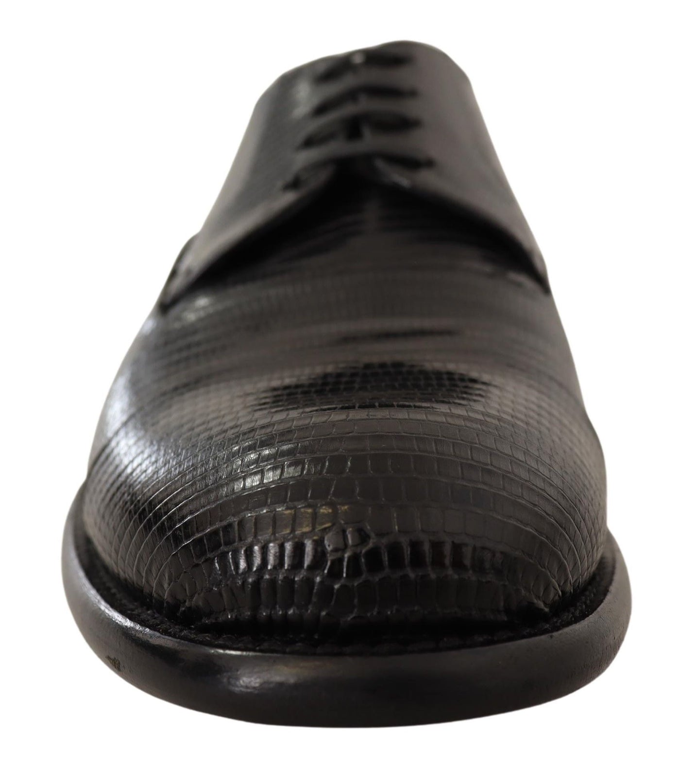 Dolce & Gabbana Black Lizard Leather Derby Dress Shoes