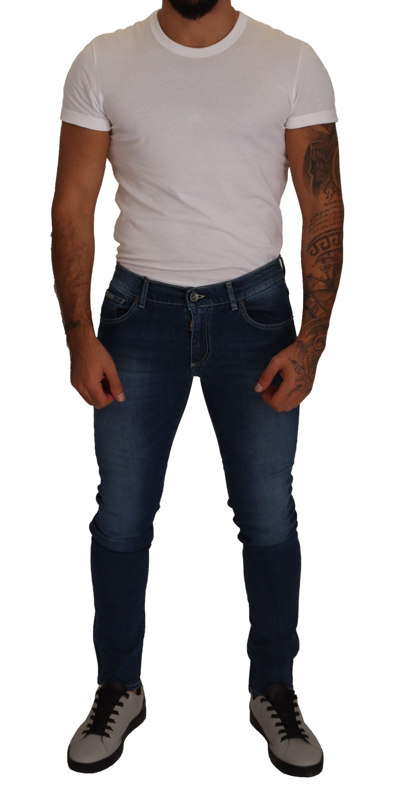 Dolce & Gabbana Blue Slim Fit Cotton Stretch Trousers Jeans