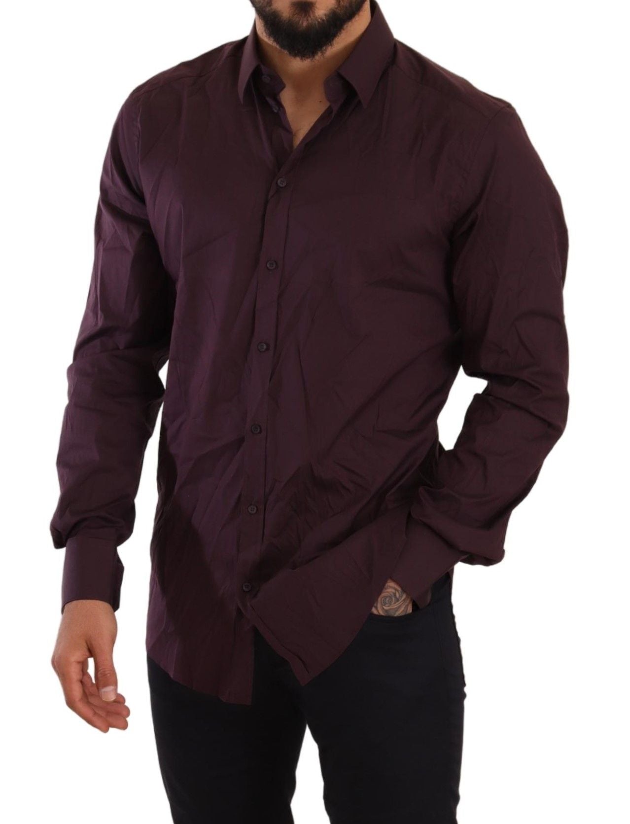 Dolce & Gabbana Purple Cotton Blend Formal Dress Shirt