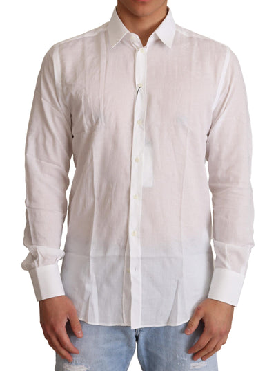Dolce & Gabbana White Cotton Slim Fit Mens MARTINI Shirt