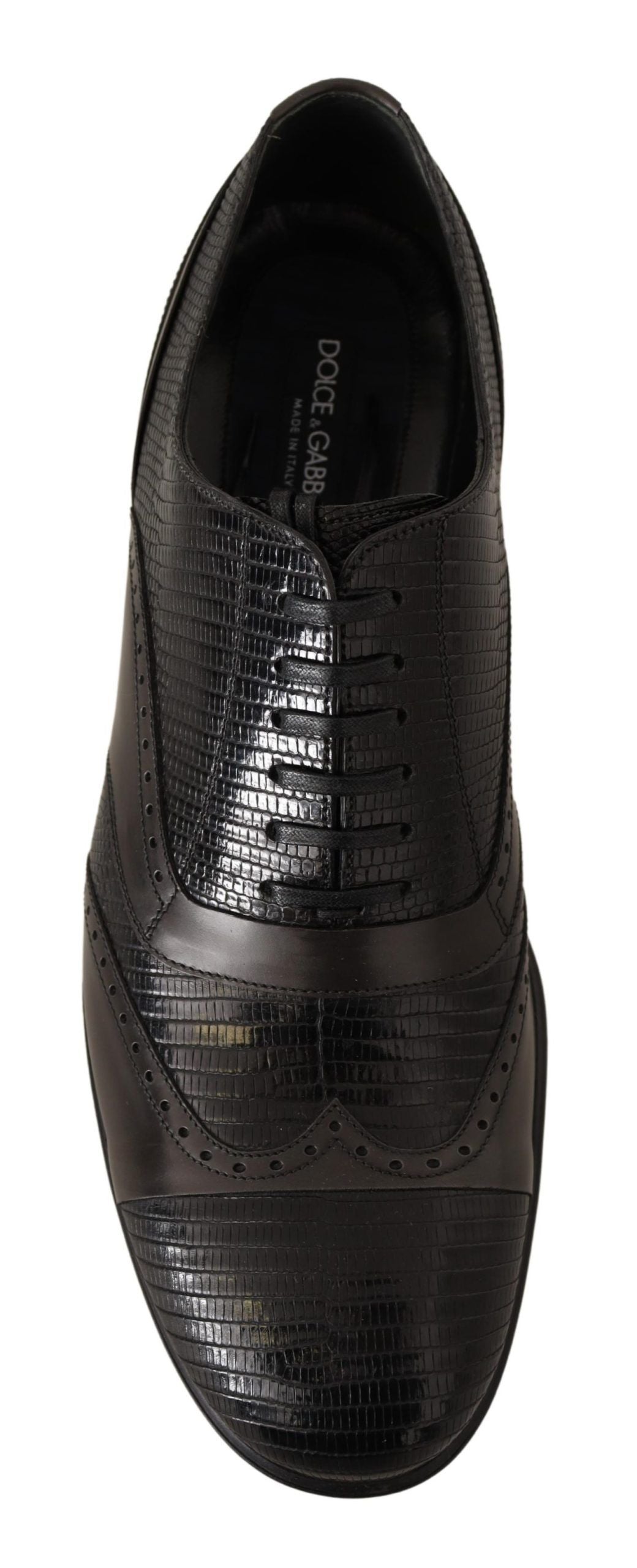 Dolce & Gabbana Brown Lizard Skin Leather Oxford Dress Shoes