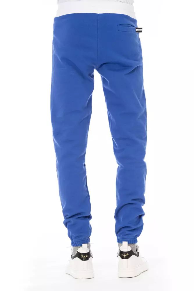 Baldinini Trend Chic Blue Cotton Fleece Sport Pants with Logo Detail