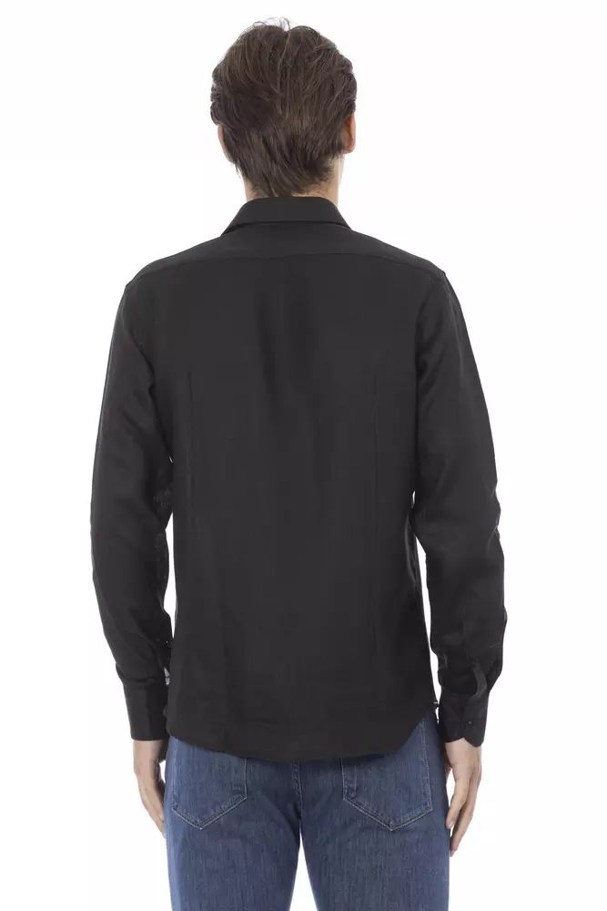 Baldinini Trend Black Linen Shirt