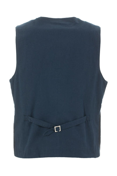 Fred Mello Chic Blue Buttoned Vest with Dual Pockets