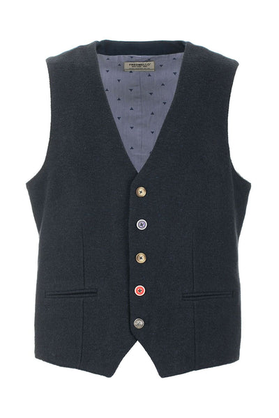 Fred Mello Chic Blue Buttoned Vest with Dual Pockets