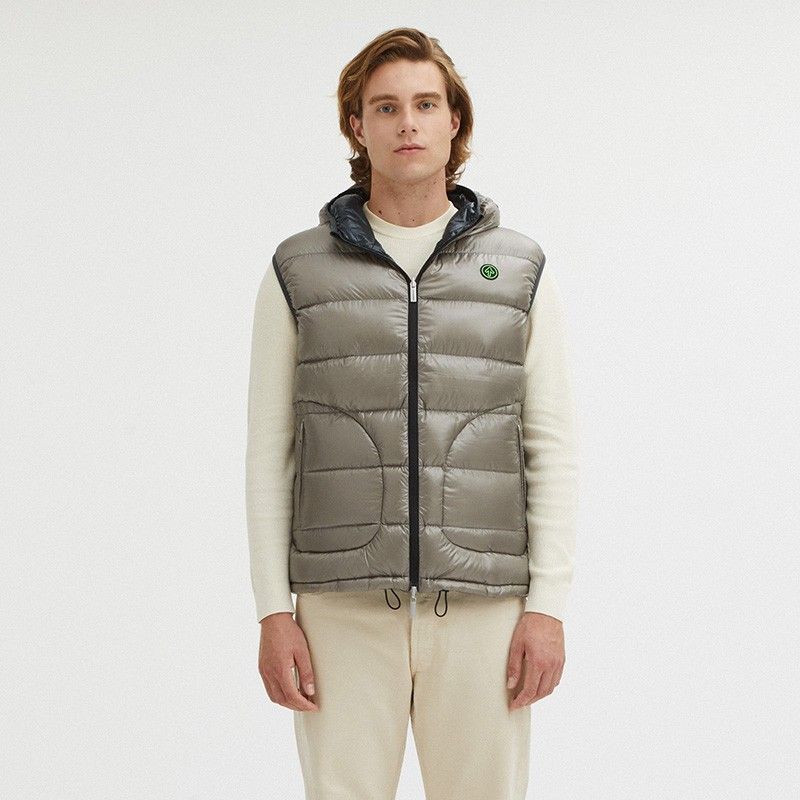 Centogrammi Reversible Goose Down Hooded Vest in Gray
