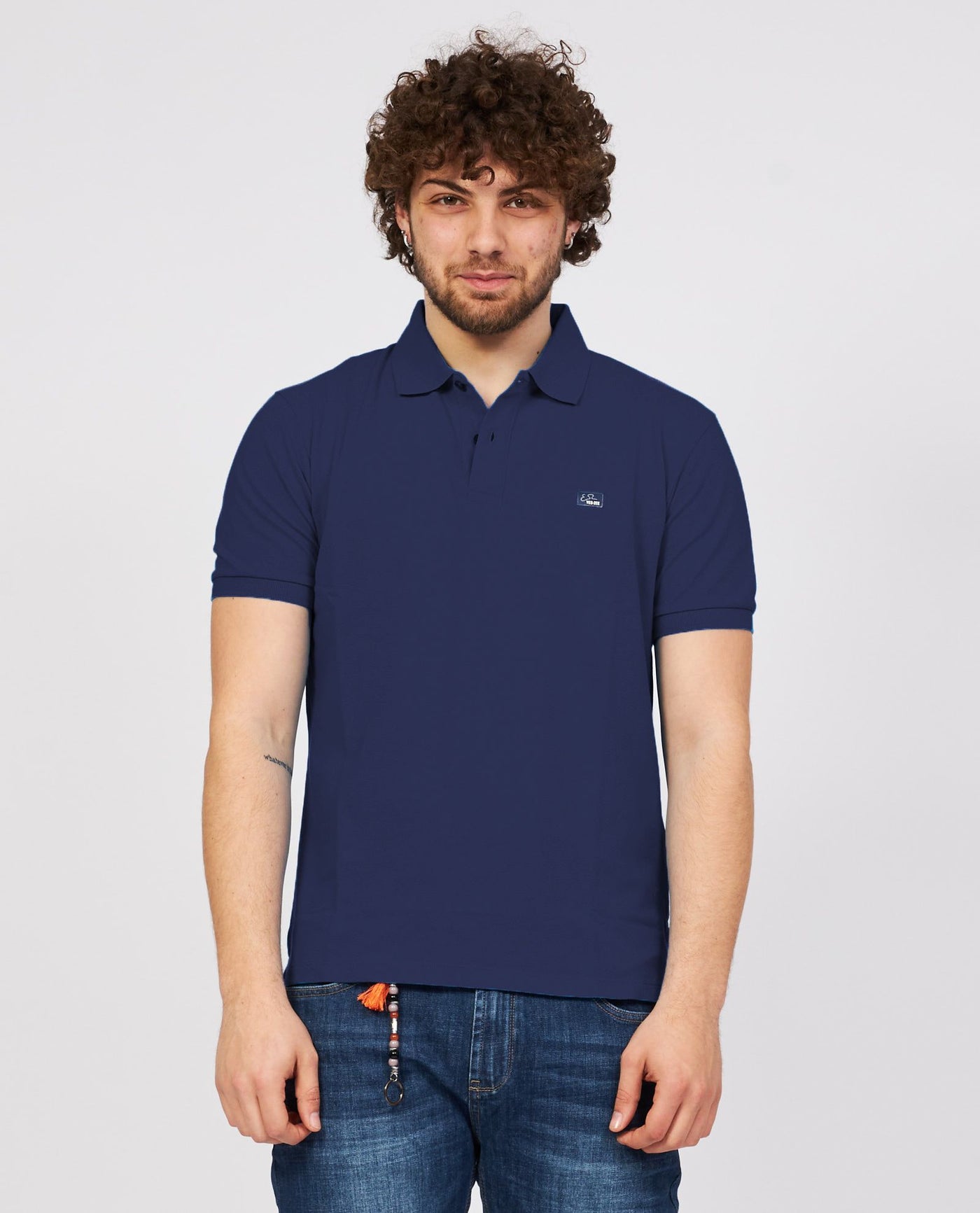 Yes Zee Blue Cotton Polo Shirt
