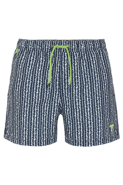 Fred Mello Trendy Oceanic Blue Beach Shorts with Logo Embroidery