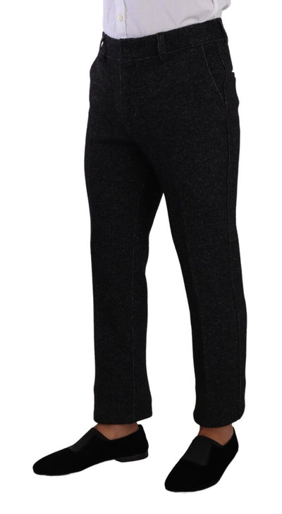 Dolce & Gabbana Black Wool Men Formal Trouser Dress Pants