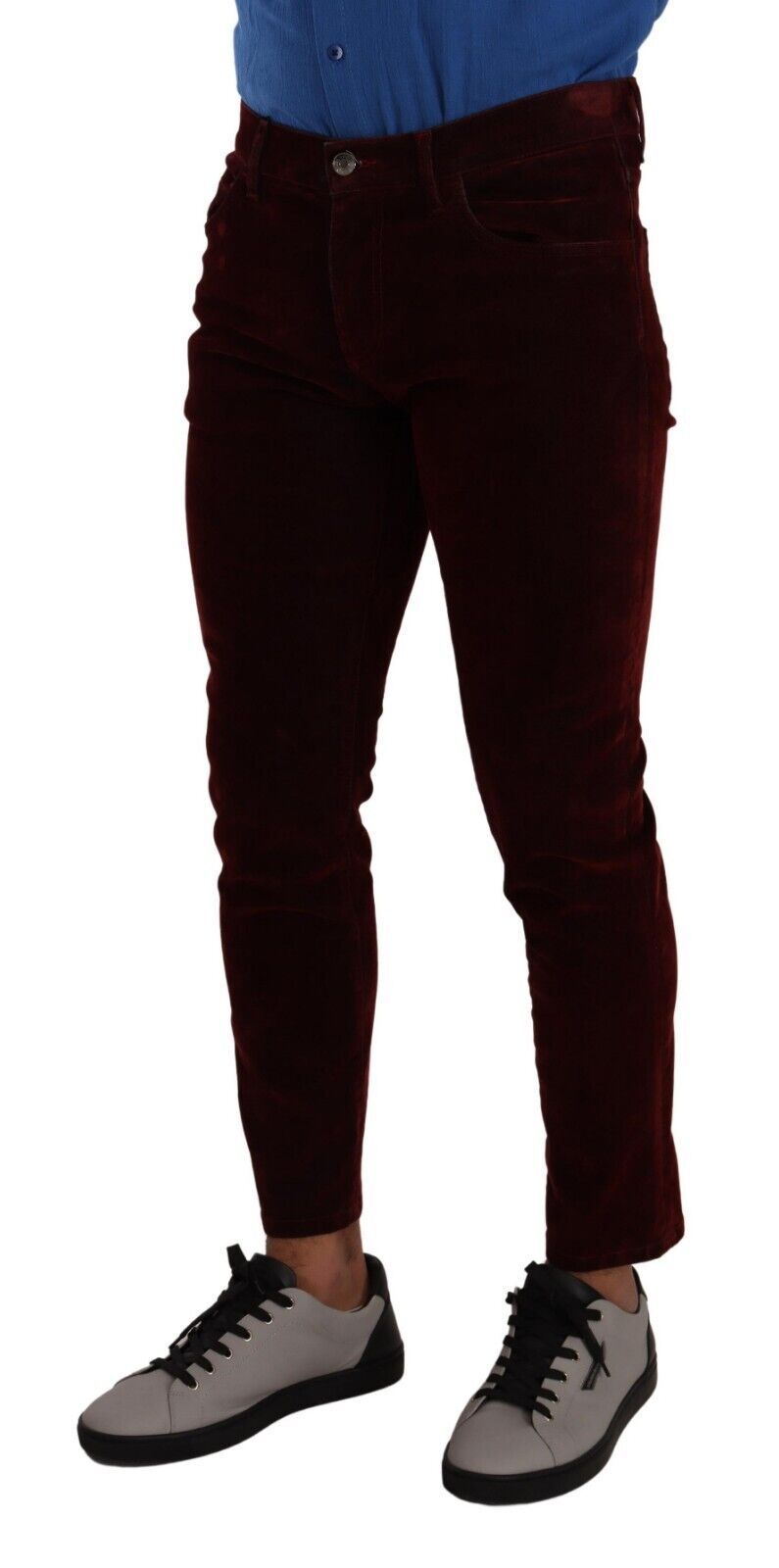 Dolce & Gabbana Dark Red Cotton Velvet Skinny Men Denim Jeans