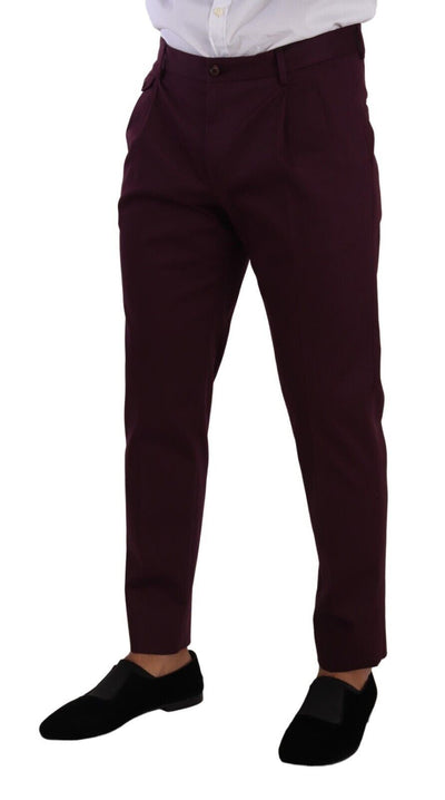 Dolce & Gabbana Purple Cotton Tapered Chinos Dress Pants