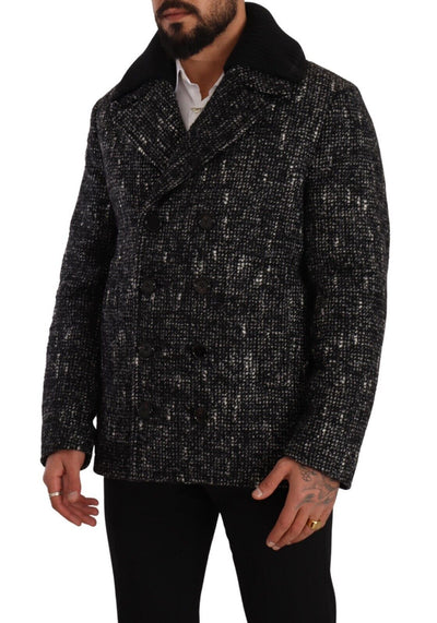 Dolce & Gabbana Black Wool Double Breasted Coat Men Jacket