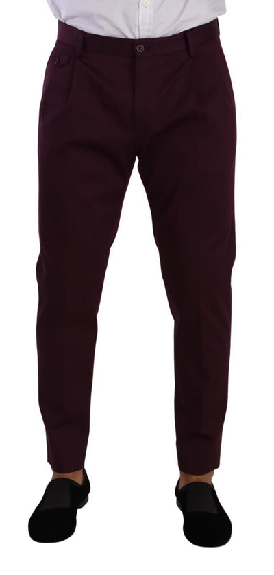 Dolce & Gabbana Purple Cotton Tapered Chinos Dress Pants