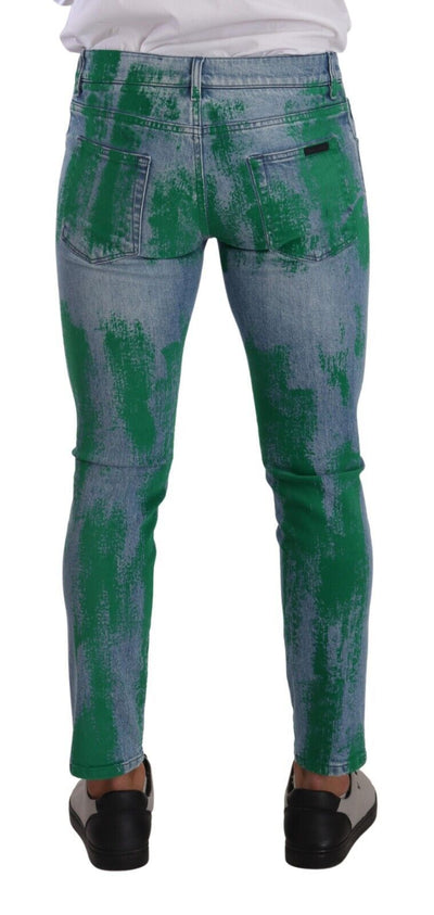 Dolce & Gabbana Blue Green Dye Cotton Skinny Denim Jeans