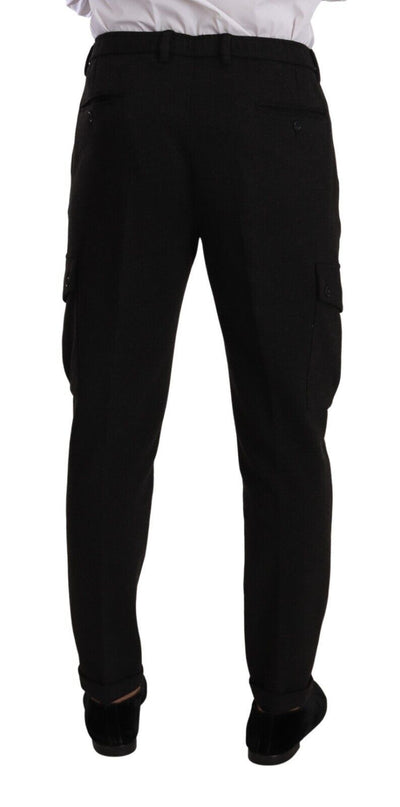 Dolce & Gabbana Black Viscose Cargo Skinny Men Trouser Pants