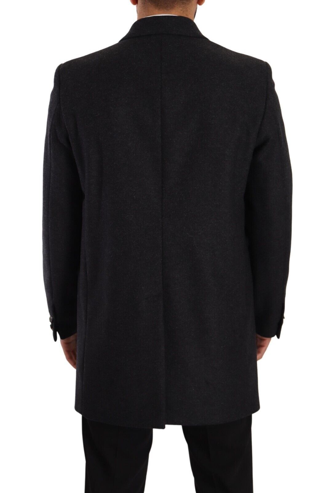 Dolce & Gabbana Dark Gray Wool Over Trench Coat Men Jacket