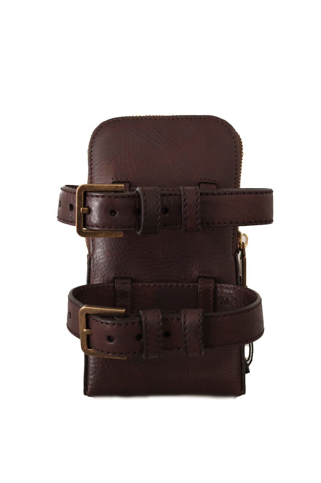 Dolce & Gabbana Brown Leather Purse Double Belt Strap Multi Kit Wallet