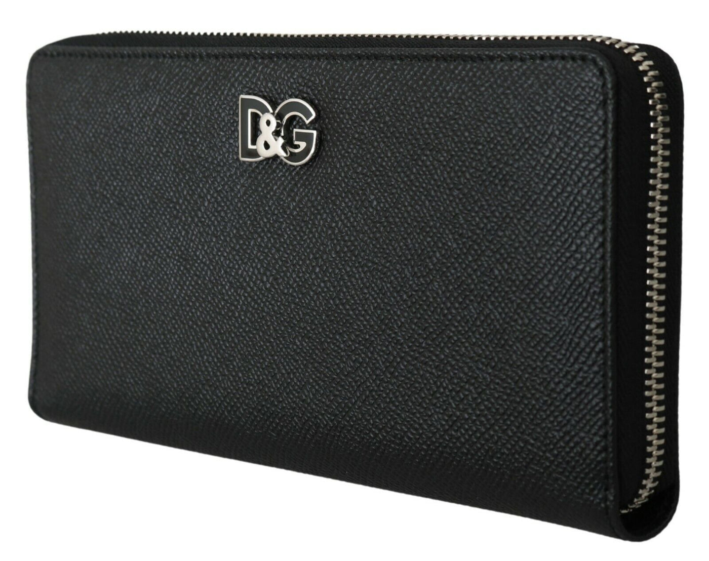 Dolce & Gabbana Black Dauphine Leather Continental Clutch Wallet