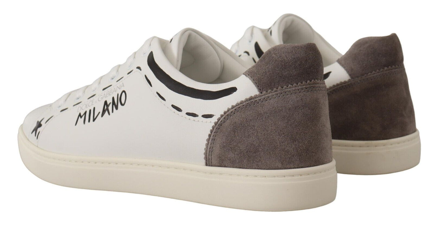 Dolce & Gabbana White Leather Gray LOVE Casual Sneakers Shoes
