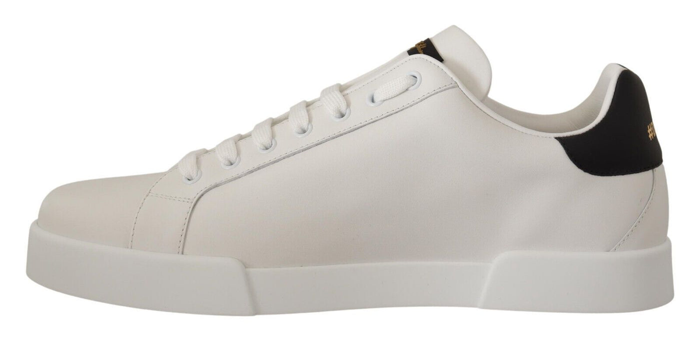 Dolce & Gabbana White Leather #dgfamily Casual Sneakers Shoes