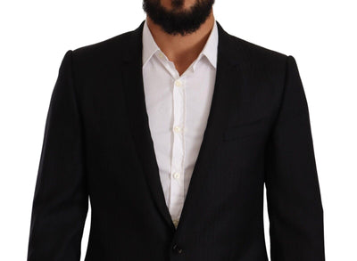 Dolce & Gabbana Black Wool Single Breasted Suit GOLD Jacket