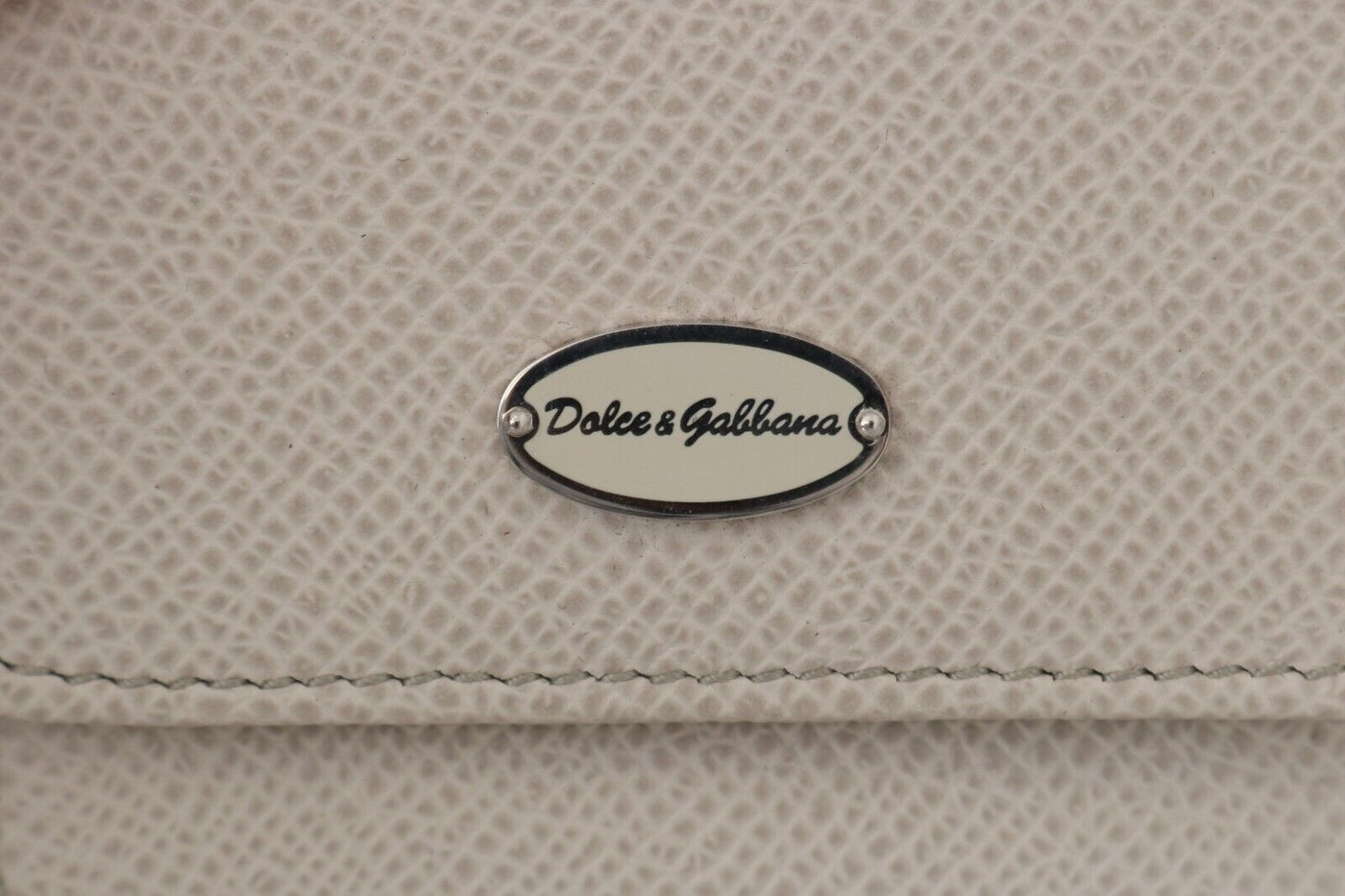 Dolce & Gabbana White Dauphine Leather Holder Pocket Wallet Condom Case