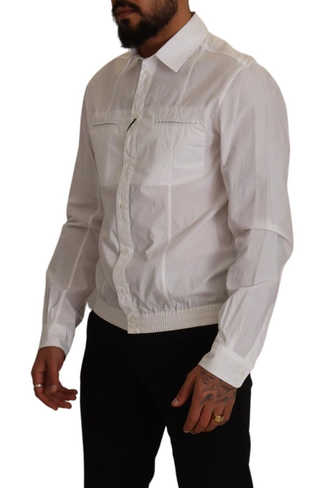 Dolce & Gabbana White Cotton Button Down Men Collared Shirt