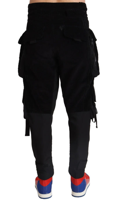 Dolce & Gabbana Black Cotton Skinny Corduroy Cargo Pants