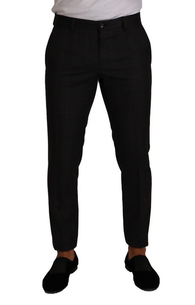 Dolce & Gabbana Gray Check Wool Formal Trouser Dress Pants