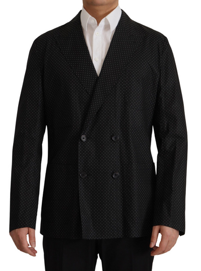 Dolce & Gabbana Black Polka Dotted Cotton Blazer Jacket
