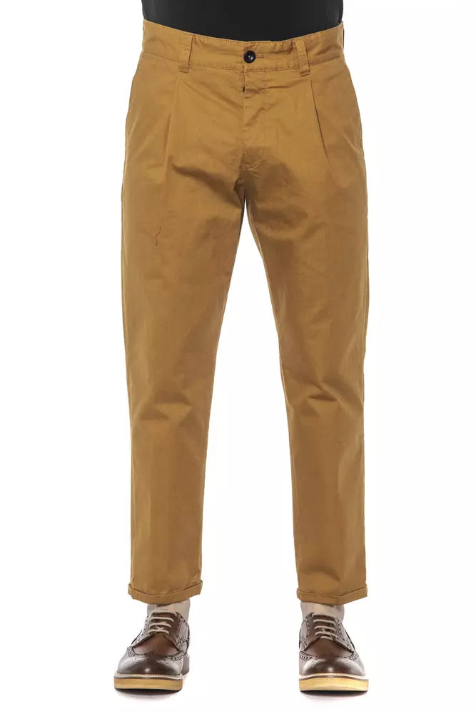 PT Torino Elegant Pleated Cotton Trousers in Rich Brown