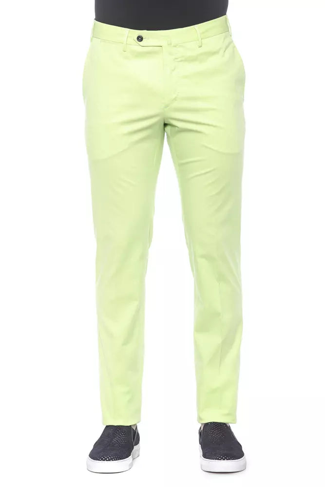 PT Torino Elegant Green Cotton Blend Trousers