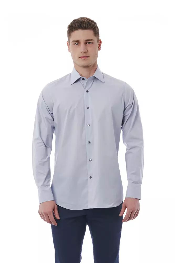 Bagutta Elegant Gray Italian Collar Shirt - Regular Fit