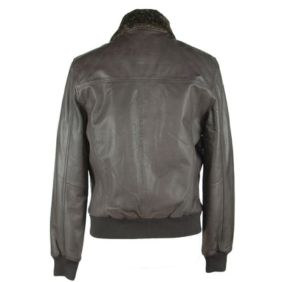 Emilio Romanelli Brown Leather Jacket