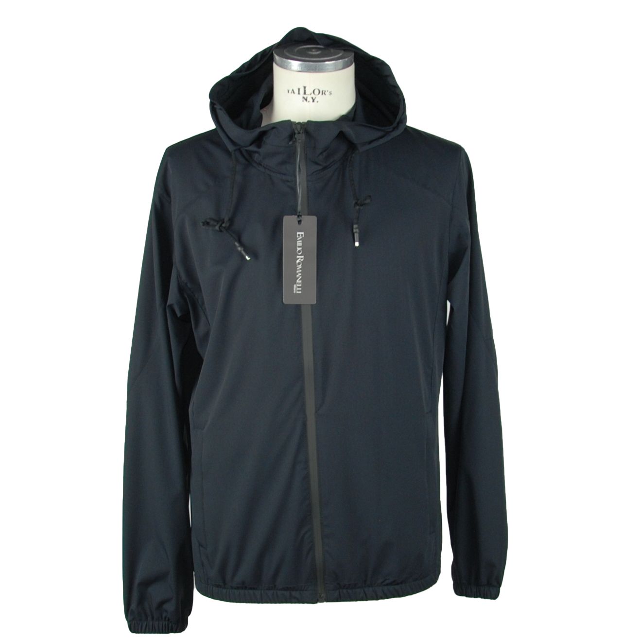 Emilio Romanelli Sleek Hooded Zip Jacket in Black